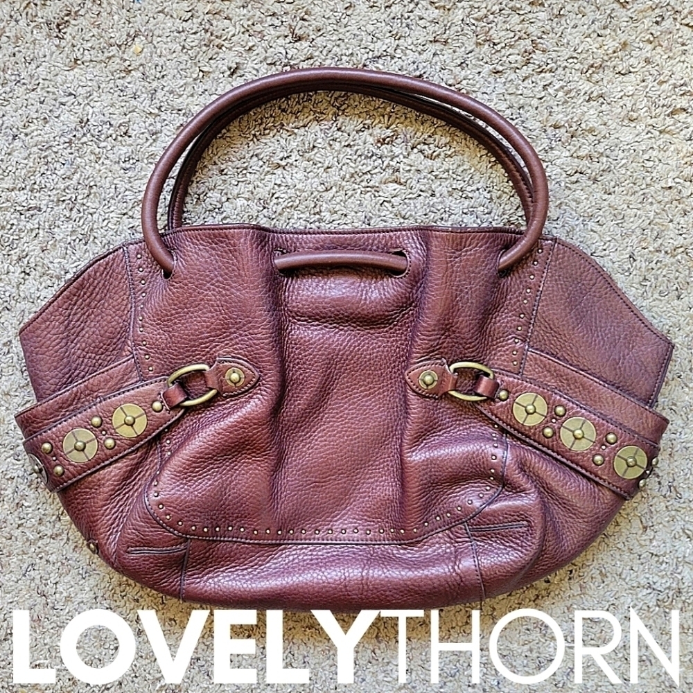 COLE HAAN // ltd ed buttery brown leather village paillette hobo bucket bag - Picture 13 of 16